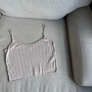 Cream ribbed Abercrombie tank